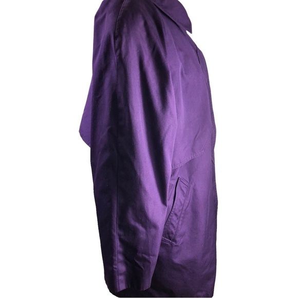 London Fog Trench Coat Women 8 Purple Zipout Plaid Lining Classic Career Vintage - Picture 11 of 15